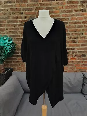 Hampstead Bazaar Black Asymmetric Oversized Lagenlook Arty Top One Size • £29.99