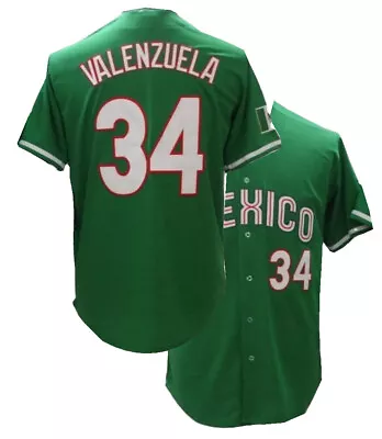 Throwback Valenzuela #34 Mexico Baseball Jersey Stitched Custom Name S-3XL • $33