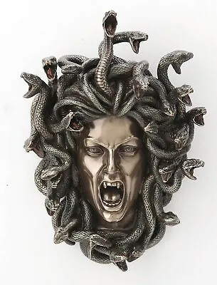 7 1/4  Medusa Head Of Snakes Gothic Wall Decor Plaque Statue Bronze Finish • $56.70
