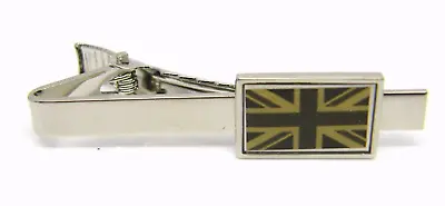 Union Jack Badge Tieclip Tie Pin Clip Flag Gift Brown Subdued • £3.99