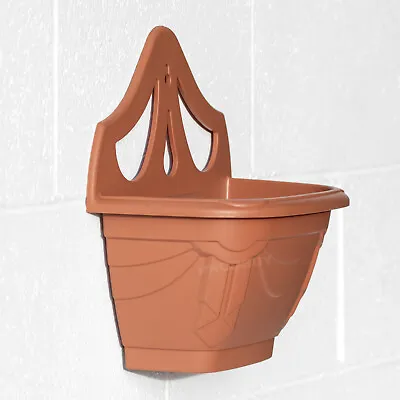 Set Of 6 Terracotta Wall Mounted Plant Flower Planters Pots Hanging Basket Fence • £23
