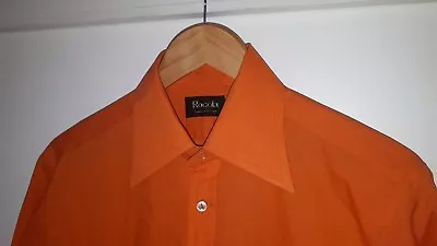 Vintage 60s 70s ROCOLA ORANGE SHIRT 15  Collar 43  Chest Large PEARL BUTTONS • £32.50