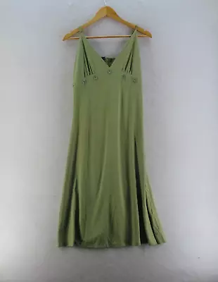 L.LINDA Womens Size 14 Green Sleeveless Dress Sequin Detailed Front • $14.25