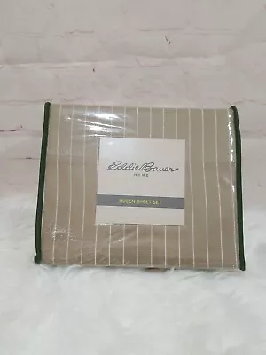 Eddie Bauer Home Queen Size Sheet Set Pinstripe 4PC 100% Cotton • $69