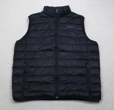 Eddie Bauer Puffer Vest Men's XLT Black Down Fill Full Zip Warm Outdoor • $34.99