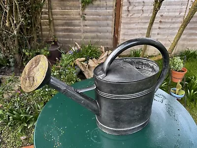 Vintage French Galvanised Watering Can With Brass Rose. • £50