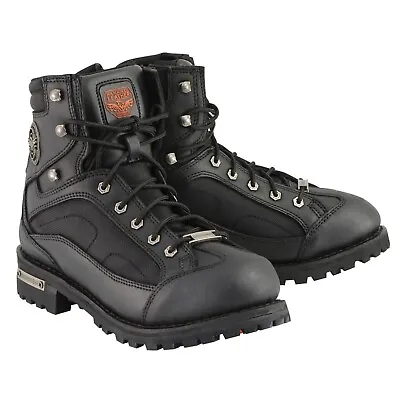 Milwaukee Leather MBM9080W Men's Black WIDE WIDTH Lace To Toe Boots Gear Protect • $139.99