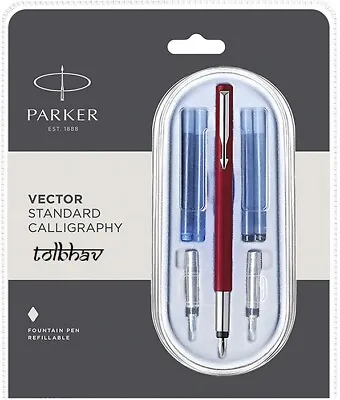 £18.88 • Buy Parker Vector Standard Red CT Calligraphy Fountain Pen (Fine, Medium & Broad)