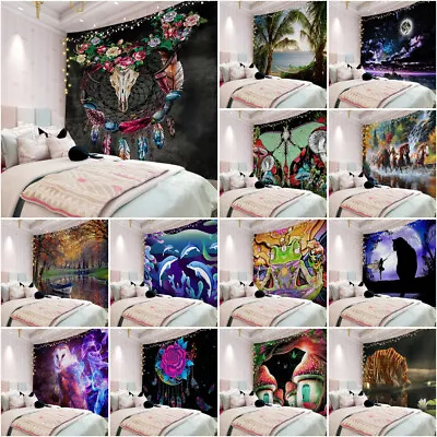 3D Large Night Animals Tapestry Rose Wall Hanging Blanket Mat Bedspread Backdrop • $51.69