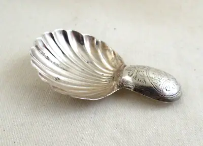 Solid Silver - OLD ENGLISH & SHELL CADDY SPOON - Hallmarked:-Sheffield 1817 • £55