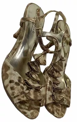 Michelle D Womens Sandal Slim Heels Shoes Metallic Leopard Print 10 M New • $15