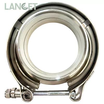 $19.66 • Buy 2.5  V-Band Flange Clamp Kit With Ridge Stainless Steel For Exhaust Downpipe