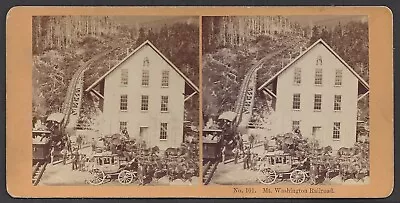 MT. WASHINGTON NH KILBURN STEREOVIEW ~ Railroad Station Train & Stagecoaches • $19.99