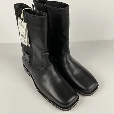 ZARA Women's Black Leather Ankle Boots Size US 5.5 • $63.17