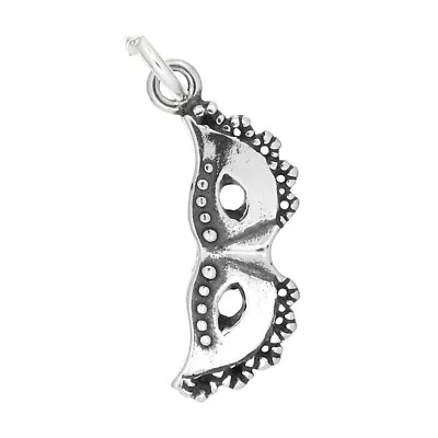 Sterling Silver Mardi Gras Masquerade Mask Half Mask Charm Or Pendant • $9.99