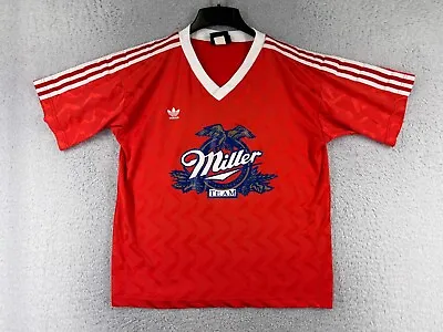 Vintage Adidas Soccer Jersey Adult Large Red Miller Team Beer #8 Made USA Poly • $109.99