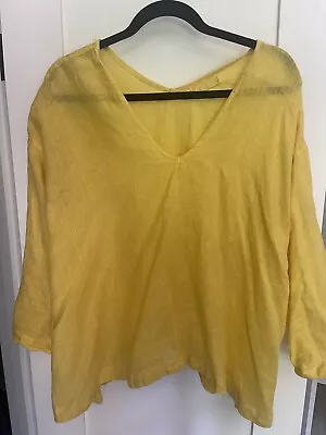 Cp Shades Linen Top Swing L/S Yellow Small • $47.99