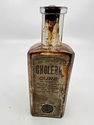 Dr Scotts Cholera Cure Labeled Antique Bottle Medicine Druggist Pharmacy • $9.99