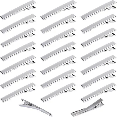 50x Silver Barrette Crocodile Hair Clips Alligator Hair Slides Grips Accessories • £3.12