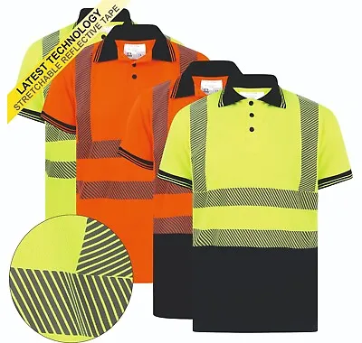 £15.75 • Buy Hi Vis Polo T Shirt Short Sleeve Stretch Safety High Visibility Workwear Yellow