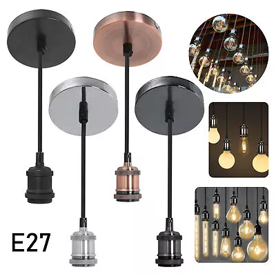 £3.60 • Buy Vintage Light Fitting Ceiling Rose Fabric Cable Pendant Lamp Holder Accessories
