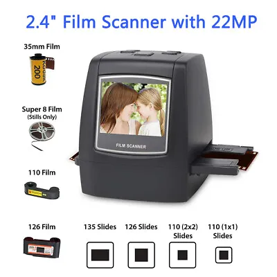 Film Scanner 22MP Converts 126KPK/135/110/Super 8 Films Slides & Negatives Kits • £101.12