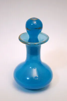 Vintage Antique Miniature French Blue Opaline Glass PERFUME BOTTLE+STOPPER • $58