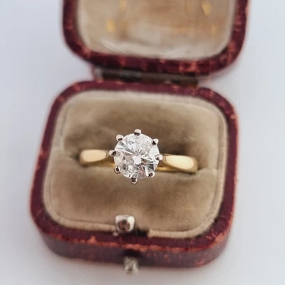 £2995 • Buy Vintage 18ct Yellow Gold 1.2ct Diamond Solitaire Ring Claw Set 18k 750