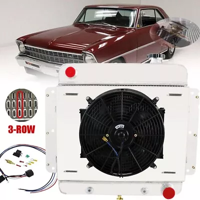 Fit 1962-1967 Chevrolet Chevy Ii Nova 3-row Aluminum Radiator+shroud Fan+relay • $184.95