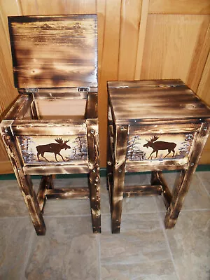 Moose Rustic Endtables Nightstands Solid Wood Handmade Set Of 2 • $250