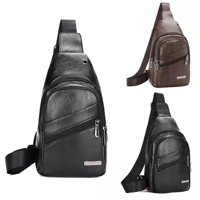 Casual Mens Cross Body Bag Leather Shoulder Bag Waterproof  Chest Pack • $15.99