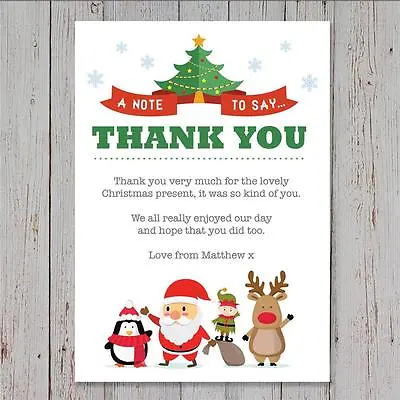 £4.99 • Buy 10 Personalised Childrens Christmas Thank You Cards Letters Cute Santa Rudolph