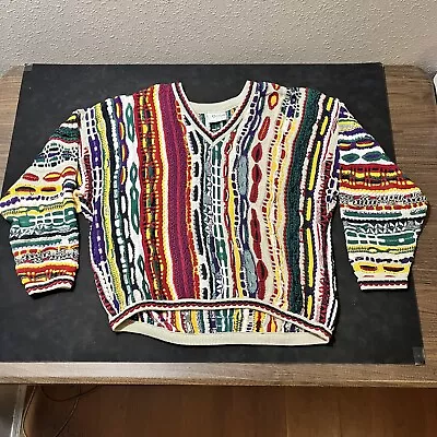 Vintage Coogi Sweater Biggie Smalls Notorious BIG 1990s XL Colorful Rainbow Knit • $800.89
