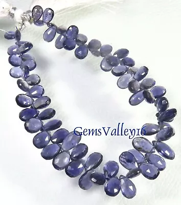 Natural Blue Iolite Faceted Pear Gems Beads For Jewelry 7-11mm 78cts GV-1913 • $26.59