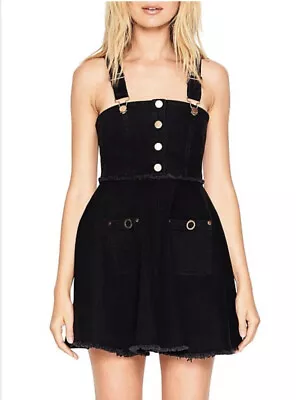 $65 • Buy Alice McCall Girl Meets The Pearl Black Denim Pinafore Dress Size 12/14 Women’s 