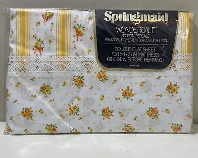 Vintage Springmaid Wondercale Floral Lace Dimity Delight Cottage Double Flat  • $25