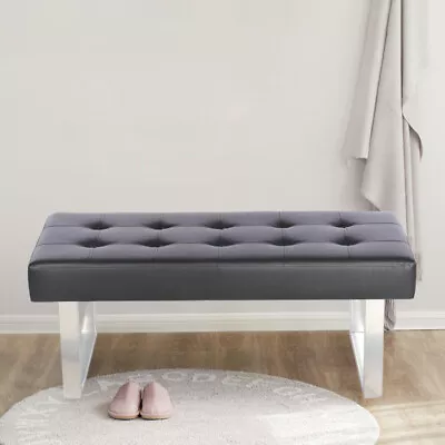 Faux Leather Dining Bench Long Chair Seat Reception Bedroom Chrome Legs Stool • £71.95