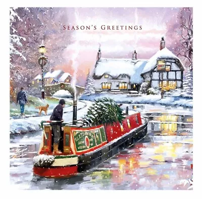 Christmas Narrow Boat ~ Charity Christmas Card ~ SINGLE CARD~See Desc • £2.25