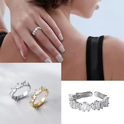 The New Mori Trapezoidal Zircon Ring Female Simple Fashion Texture Cold Trendy • $8.86