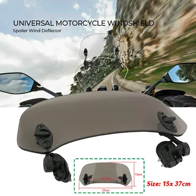 Motorcycle Windshield Extension Spoiler Wind Screen Deflector Universal Clip • £19.19