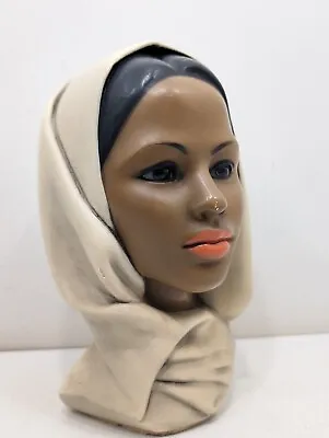 Vintage MARWAL Chalkware Head Of Woman Girl TV Topper Statue Mod Century Modern  • $44.95