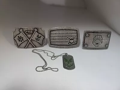 Halo Infinite Dog Tag + 3 Halo Metal Belt Buckles Spartan/ctf/2 Swords In Shield • $29.95