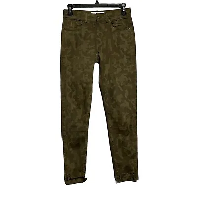 Zara Women Skinny Jeans Pants Size 2 Brown Camouflage Camo Ankle Zip Raw Rag Hip • $23.39