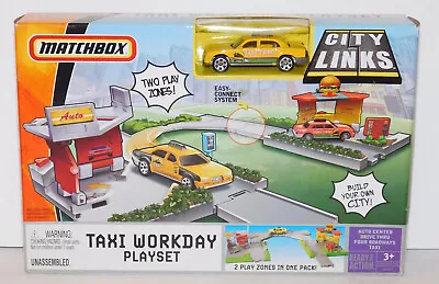 New 2008 Matchbox CITY LINKS Taxi Workday Build Your Own City BOX PLAYSET • $29.95