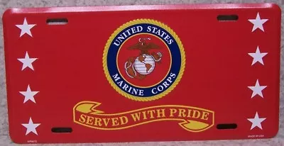 Aluminum Military License Plate Marine Corps Served W/ Pride NEW Veteran Retired • $17.50