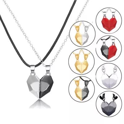 2PCS Magnetic Couple Lovers Heart Necklaces Matching Distance Faceted Jewelry/ • $3.96