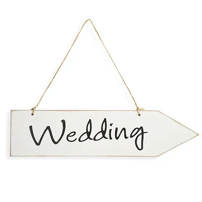 £5.22 • Buy Wedding Arrow Sign Plaque Wooden Party White Shabby Chic