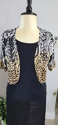 Joseph A. Soft Silky Multicolor Mixed Print Open Front Elbow Sleeve Shrug Sz XL • $15.99