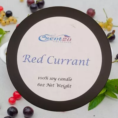 Red Currant Candles Black Tin 6oz Net Weight Handmade Scented Soy Wax  • $8