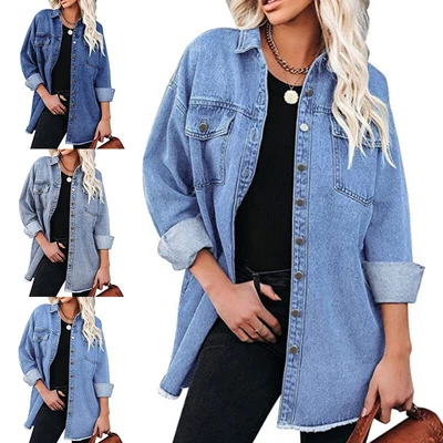 $53.02 • Buy Women Shirt Jackets Long Sleeve Denim Jacket Ladies Classic Button Down Street